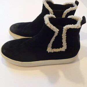 Lucky Brand Chelsea Boots Womens 9M Black Kichai Casual‎ Comfort Faux Fur Suede
